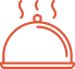 Cloche de service avec vapeur, signalant un plat chaud ou un service de restauration de qualité.